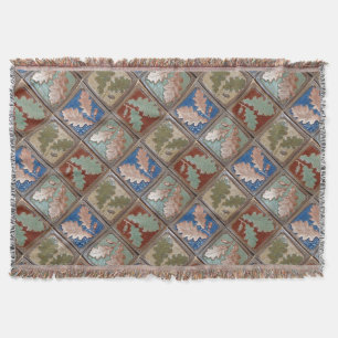 Couverture Blanche à lancer à franges avec feuilles en chêne