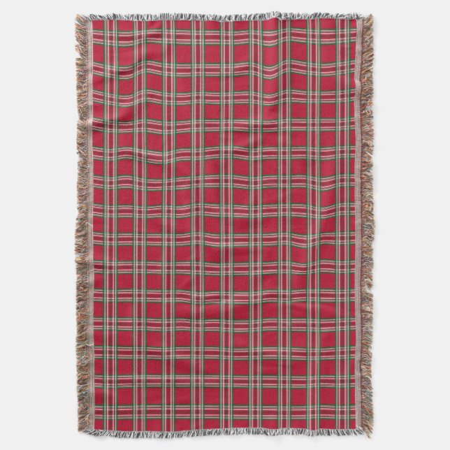 Couverture Blanche à lancer rustique à plaid rouge (devant Vertical)