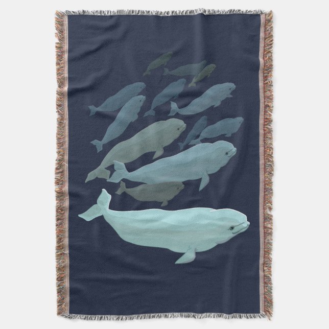 Couverture Blanche baleine Beluga Baleine Art Jeter couvertur (devant Vertical)