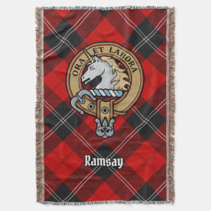 Couverture Blason du clan Ramsay sur tartan rouge
