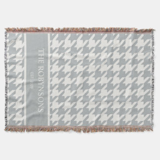 Couverture Bleu Acier + Personnalisé Houndstooth Beige