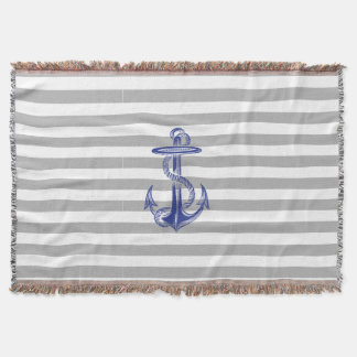 Couverture Bleu Ancre Gris Bleu Blancs