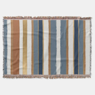 Couverture Bleu blanc or et cuivre rayures horizontales