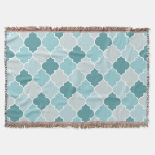 Couverture Bleu Marocain Trellis, Lattes, Quatrefoil