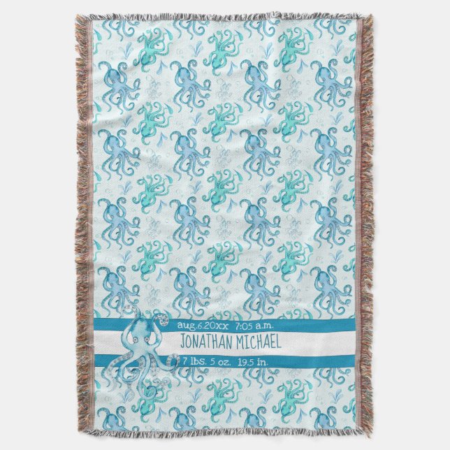 Couverture Bleu mignon et Turquoise Nom du bébé Octopus Vie m (devant Vertical)