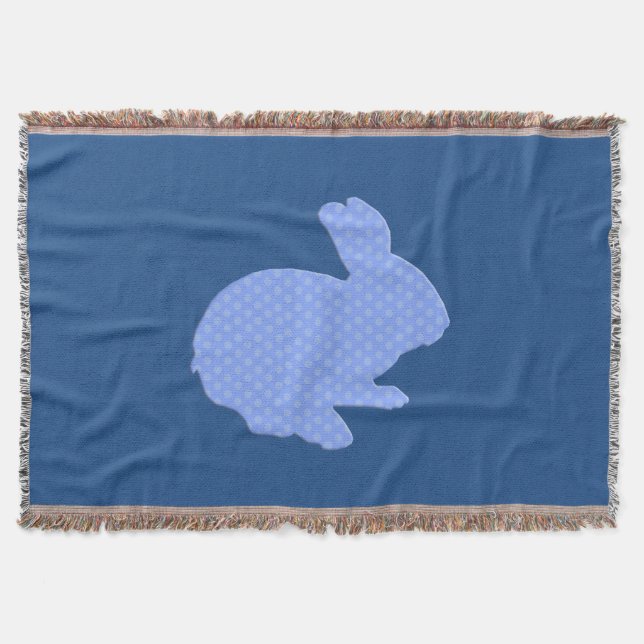 Couverture Bleu Polka Point Silhouette Bunny Jetez la couvert (Devant)