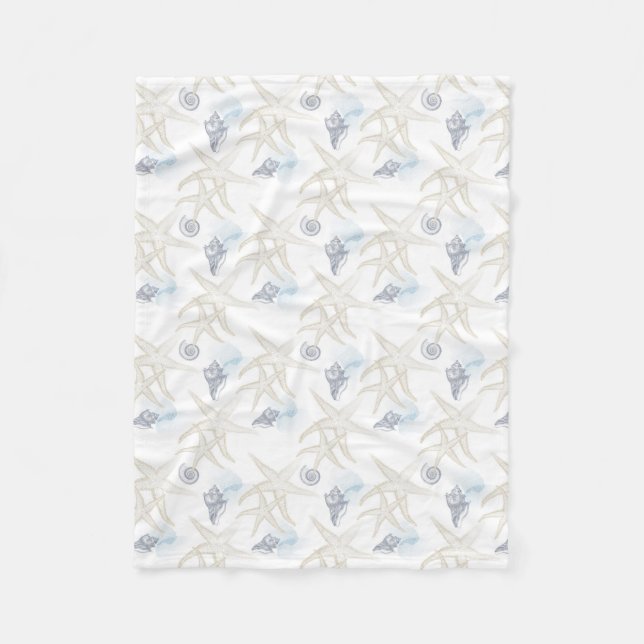 Couverture bleue blanche d'ouatine de plage de (Devant)