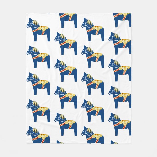 Couverture bleue d'ouatine de cheval de Dala (Devant)