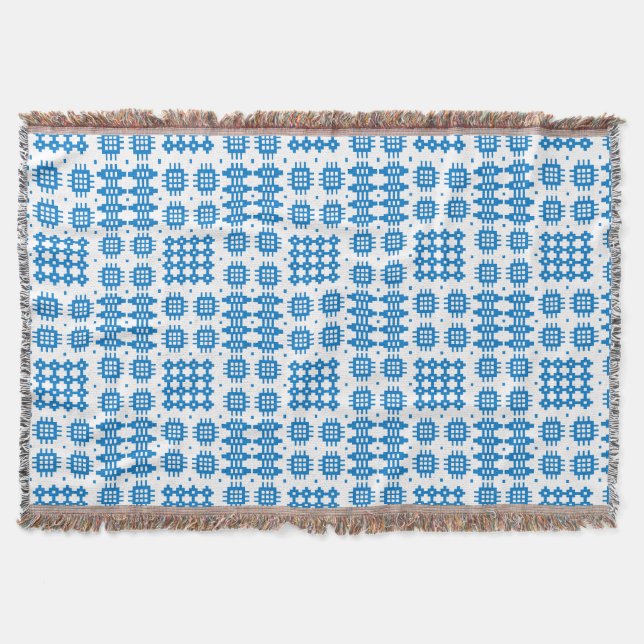 Couverture bleue et blanche de jet de motif de (Devant)