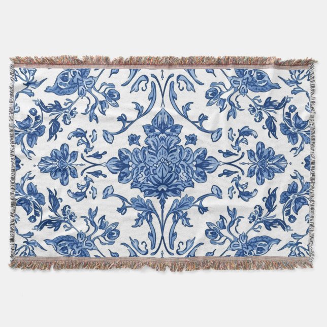 Couverture Blue Floral Chinoiserie White Watercolor (Devant)