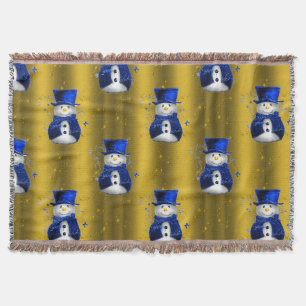 Couverture Blue Snowman sur Gold Christmas
