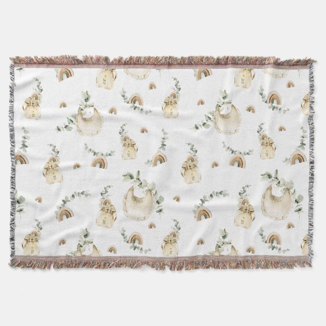 Couverture Boho Baby Bibs Rainbows Botanical Green Motif (Devant)