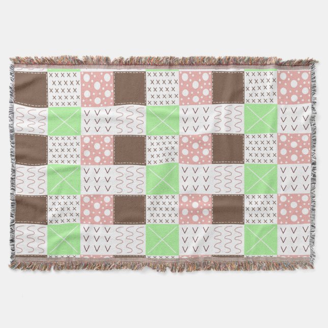 Couverture Boho Brown, Bourgogne, vert et mauve Whimsical (Devant)