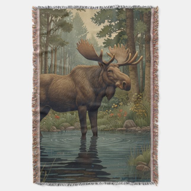 Couverture Boho de l'orignal rustique boho forêt verte (devant Vertical)