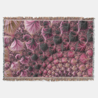 Couverture Boho Funky Éclectique Rose Noir Abstrait Fractal