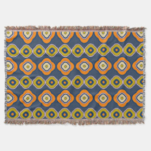 Couverture Boho les années 70 Retro Formes Motif Bleu Orange 