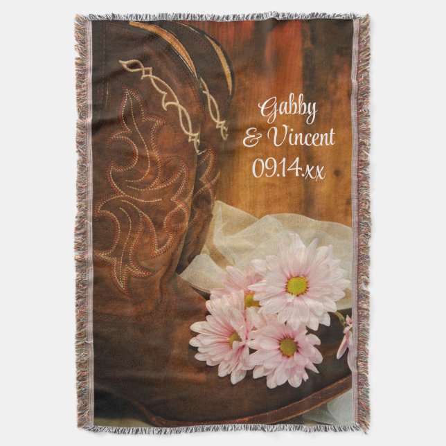 Couverture Boots de cowboy rose Daisées Mariage occidental (devant Vertical)