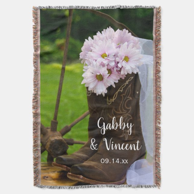 Couverture Botte de cowboy Rustique rose Mariage occidental (devant Vertical)
