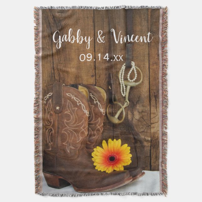 Couverture Bottes de cowboy, marguerite et cheval Mariage occ (devant Vertical)
