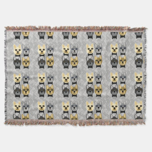Couverture Bouledogues Français Herringbone Gris