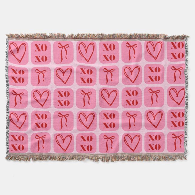 Couverture Bow & XOXO, rouge et rose vibe rétro (Devant)