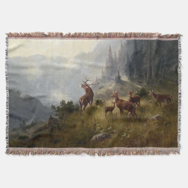 Couverture Buck & Doe Deer Herd Dans Le Paysage Forestier Art (Devant)