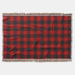 Couverture Buffalo Check Red and Black Carrés Plaid