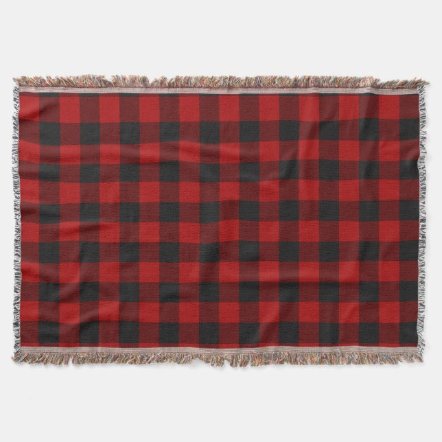 Couverture Buffalo Check Red and Black Carrés Plaid (Devant)