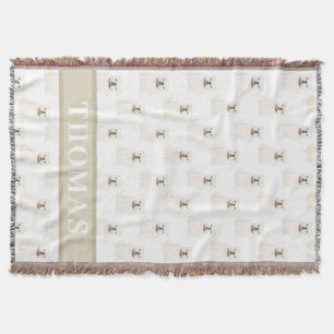 Couverture Bulldog anglais personnalisé (blanc)