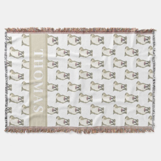 Couverture Bulldog anglais personnalisé (Brindle) (Devant)