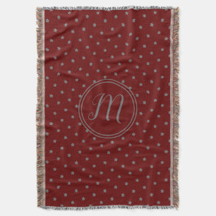 Couverture Burgundy Red Grey Stars Motif Élégant Noël