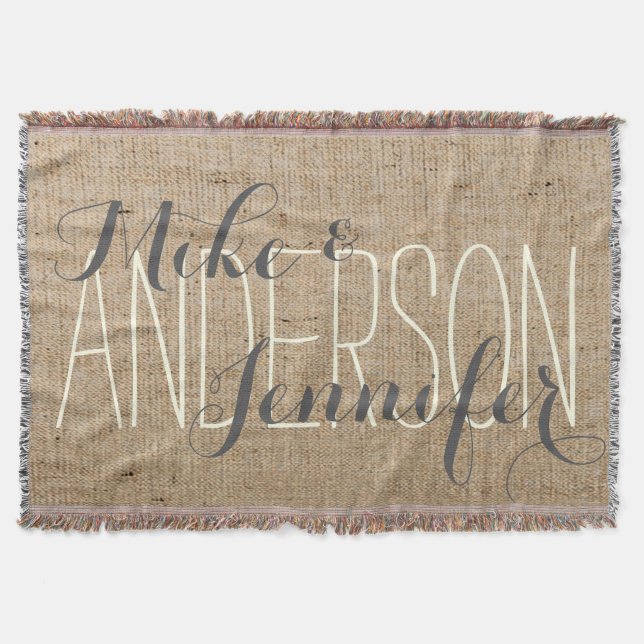 Couverture Burlap Noms de mariée et de chambre de Mariage per (Devant)