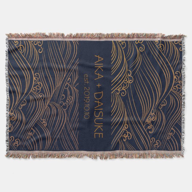 Couverture Cadeau Mariage personnalisé Motif japonais Waves (Devant)