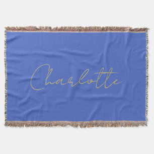 Couverture Calligraphie Or Couleur Deep Royal Nom personnalis