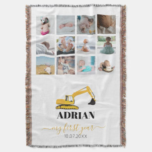Couverture Camion Excavateur Bébé Première année Photo Collag