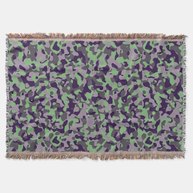 Couverture camo abstrait vert et violet délavé (Devant)