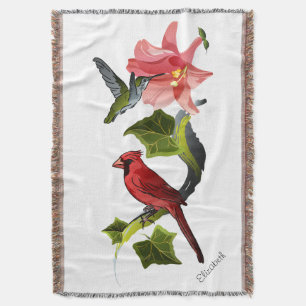Couverture Cardinal et colibri avec le lis et le lierre roses