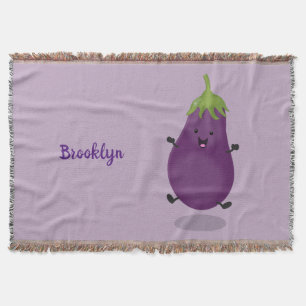 Couverture Caricature d'aubergine d'aubergine joliment heureu