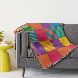 Couverture Carrés et rayures aux couleurs vives