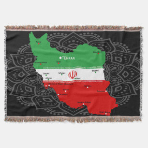 Couverture Carte de l'Iran avec drapeau et emblème