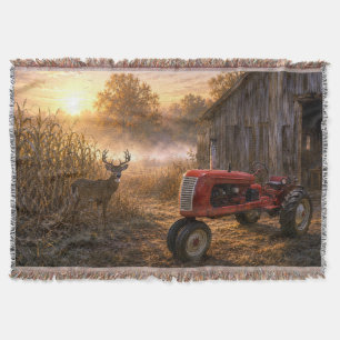 Couverture Cerf de Virginie et tracteur ancien dans la brume 