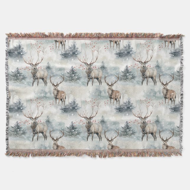 Couverture Cerfs de la forêt aquarelle d'hiver (4) (Devant)