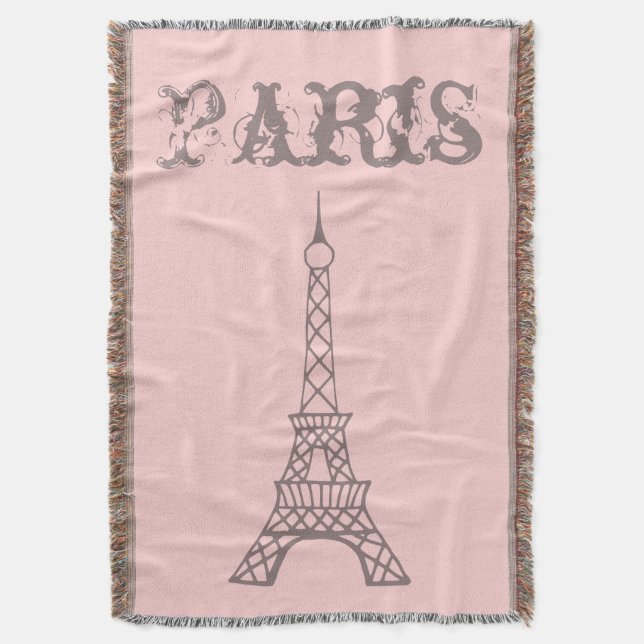 Couverture Chambre Tour Eiffel Pink Paris Jeter Blanche Cadea (devant Vertical)