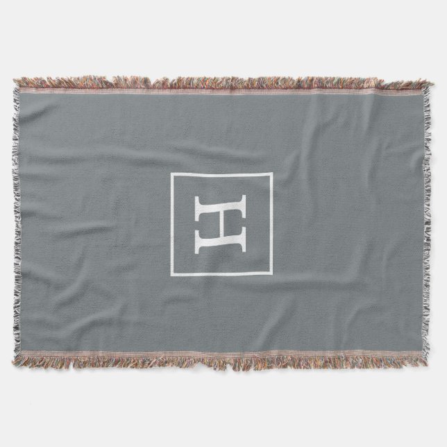Couverture Charcoal Gray White Framed Initial monogram (Devant)