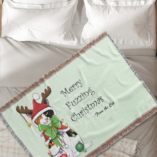 Couverture Chat Calico de Noël amusant (Créateur téléchargé)