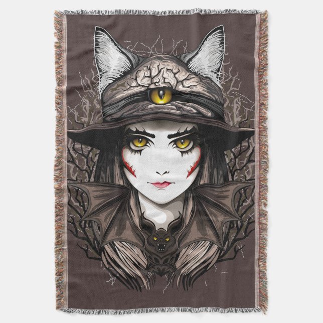 Couverture Chat de sorcière Halloween Déplaisant Portrait mig (devant Vertical)