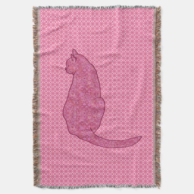 Couverture Chat Japonais - Batik Rose Fuchsia (devant Vertical)