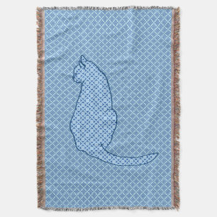 Couverture Chat japonais - Kimono bleu