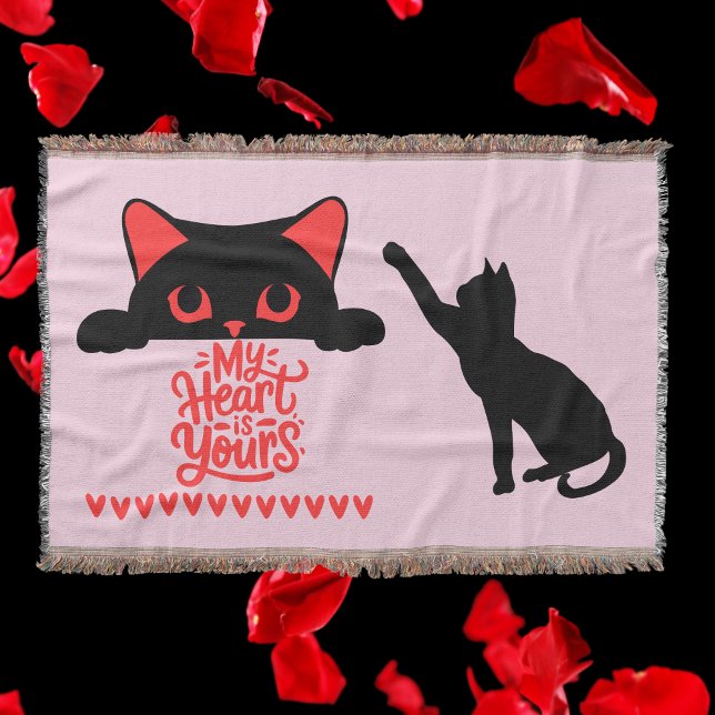 Couverture Chat Valentine - Mon coeur est à vous sur rose cla (Créateur téléchargé)