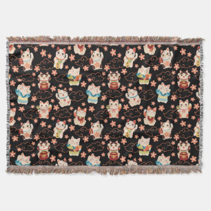 Couverture Chats Chanceux Maneki Neko Motif